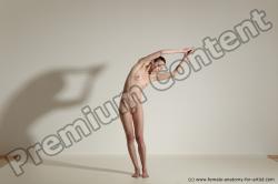 Nude Gymnastic poses Woman White Moving poses Athletic long brown Dynamic poses Pinup